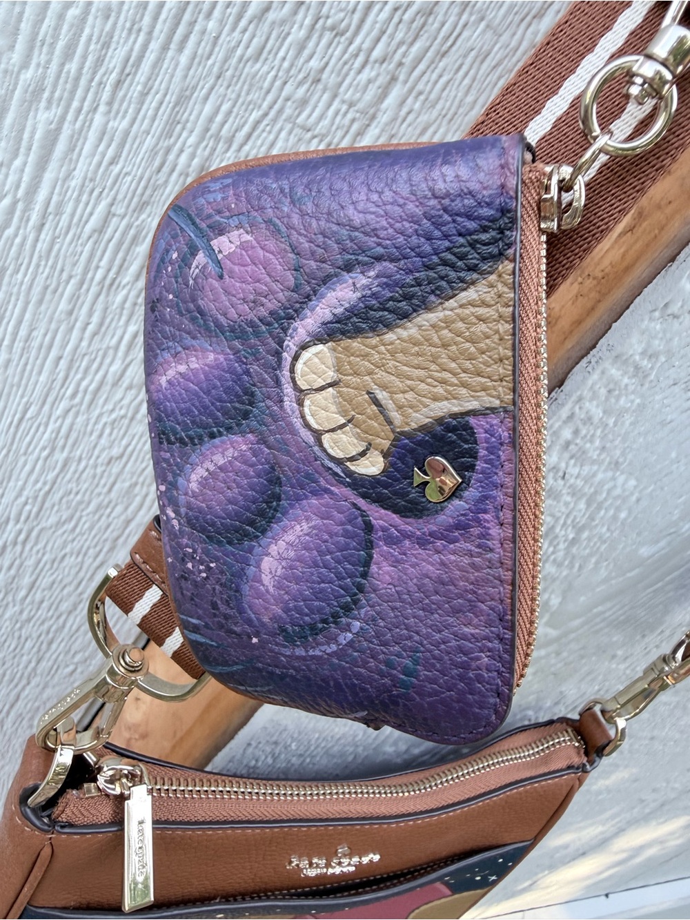 kate spade Brown Crossbody Bag with Custom hand painted Lion King scene - Picture 3 of 9